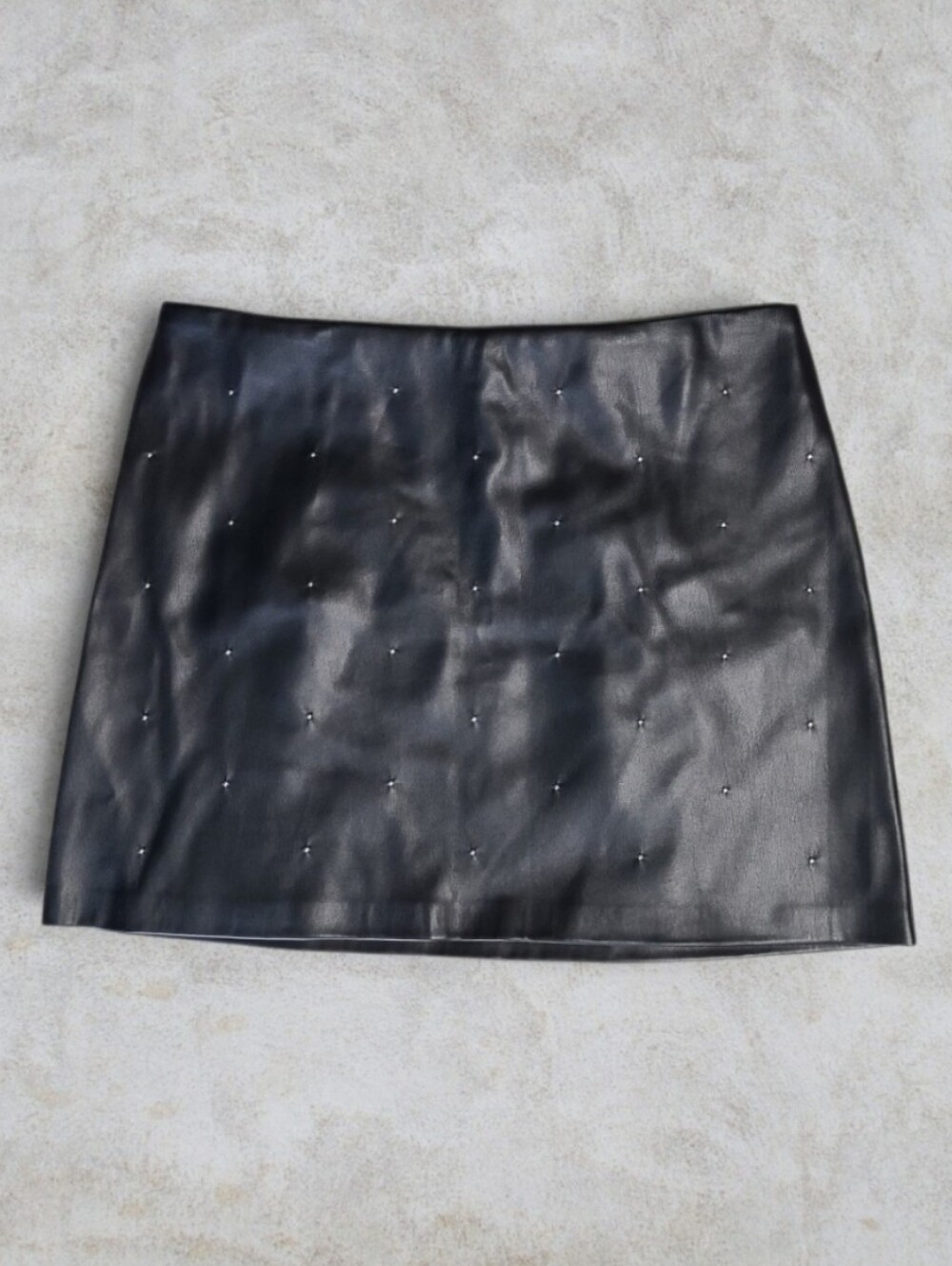 💣 Size S House of Harlow Studded Vegan Leather Mini Skirt NWT Black Edgy